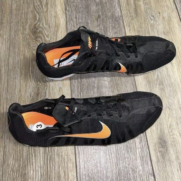 Nike Men's US Size 13 Zoom Rival D Black Orange Spike Track Shoes 414533-001 - Picture 2 of 12